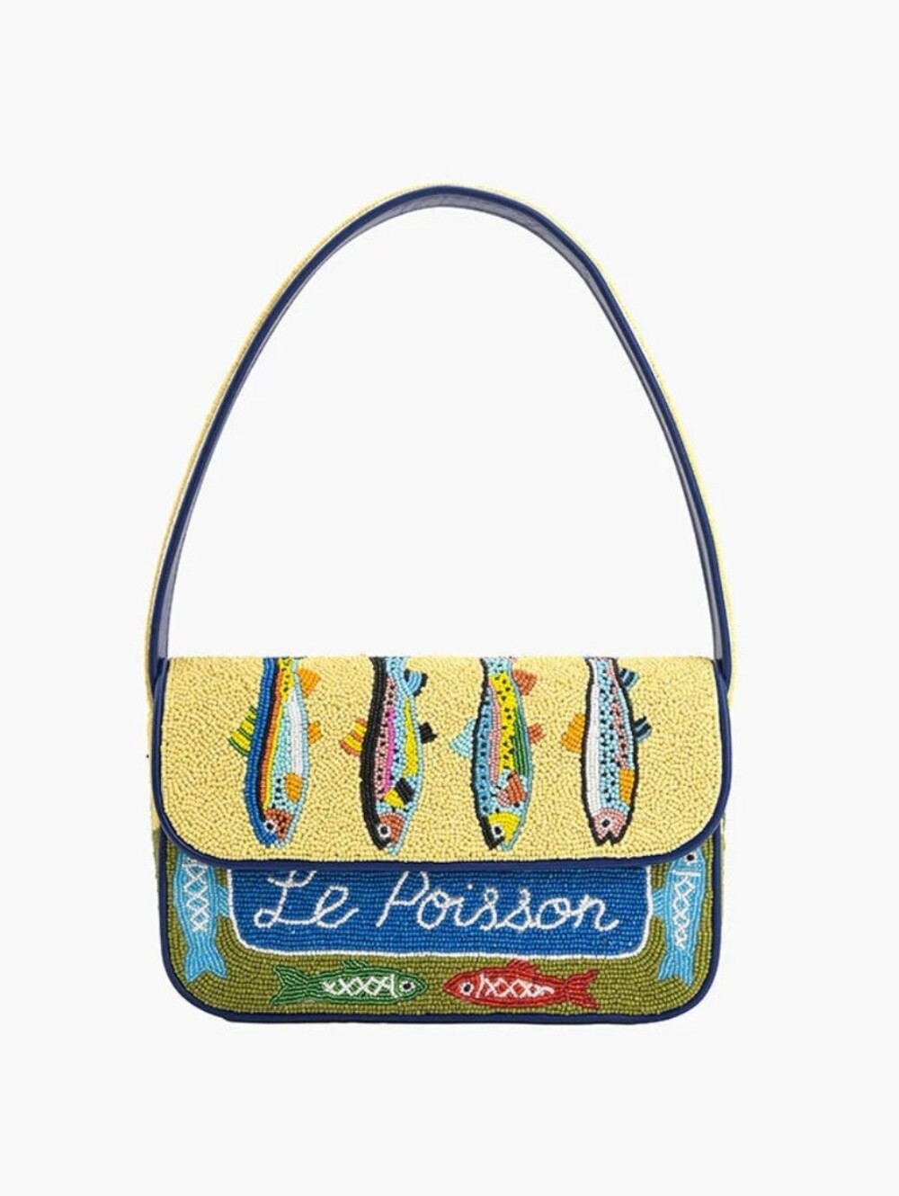 👉✨️ America & Beyond Le Poisson  Fish Tales Beaded Shoulder Bag - Yellow & Blue